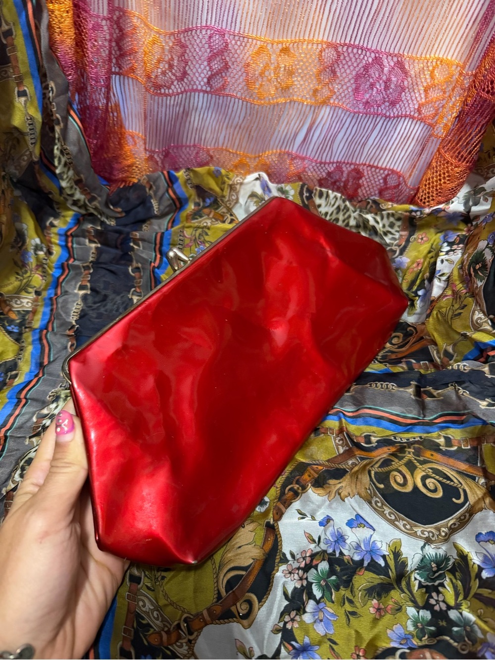 Sony Costumes Red Women’s Vinyl Clutch Bag Vintage Can be shoulder bag as well